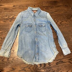 Free People Blue Button Down Shirt